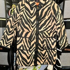Isaac Mizrahi Live Zebra-Pattern Jacket in Black and Tan
